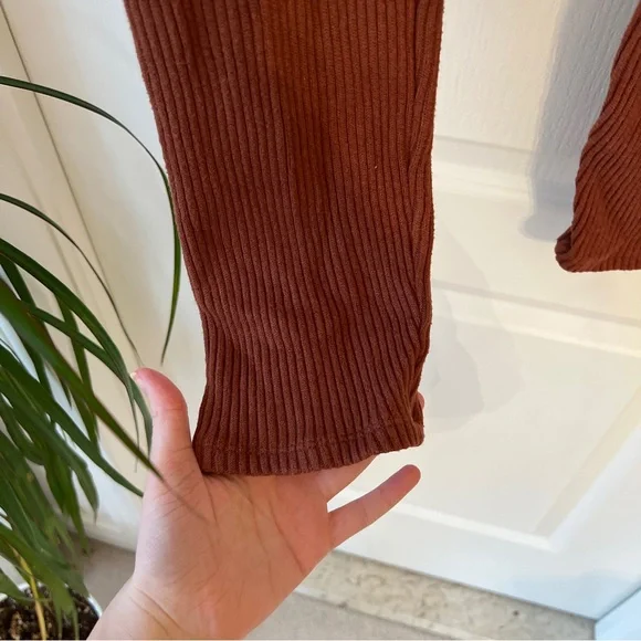 Brown ribbed leggings - Picture 5 of 6